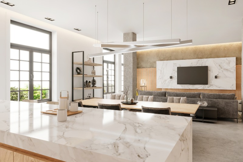 Marble Countertop Installation in a Stylish Kitchen in Pensacola, FL